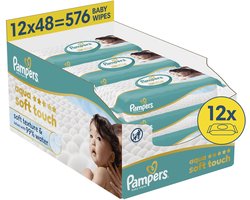 Pampers Aqua Soft Touch Babydoekjes - 12 Verpakkingen Van 48 Doekjes = 576 Doekjes