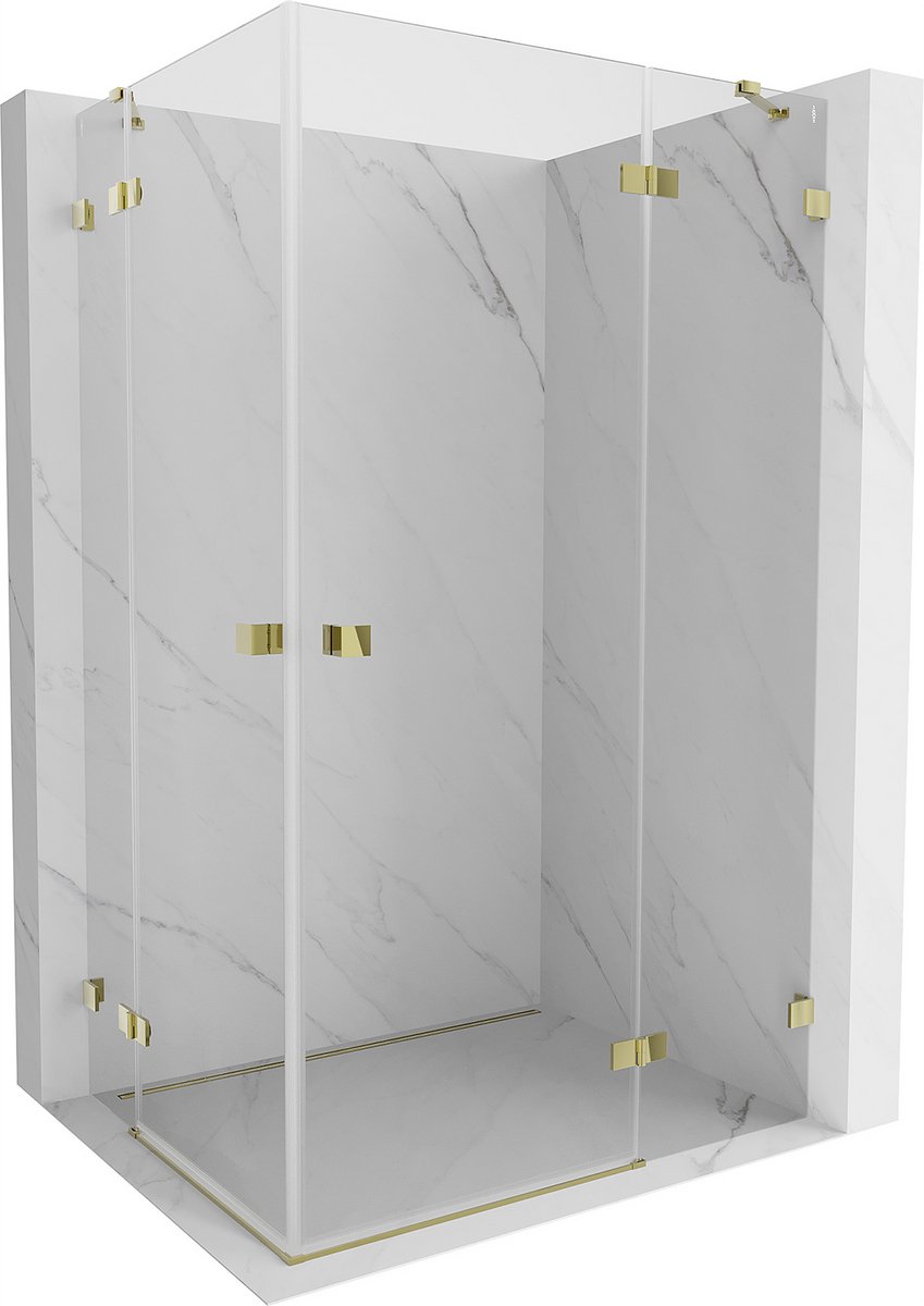 Mexen Lunar Duo doucheruimte scharnierdeur rechts 120 x 100 cm, transparant, goud - 834-120P-100L-50-00