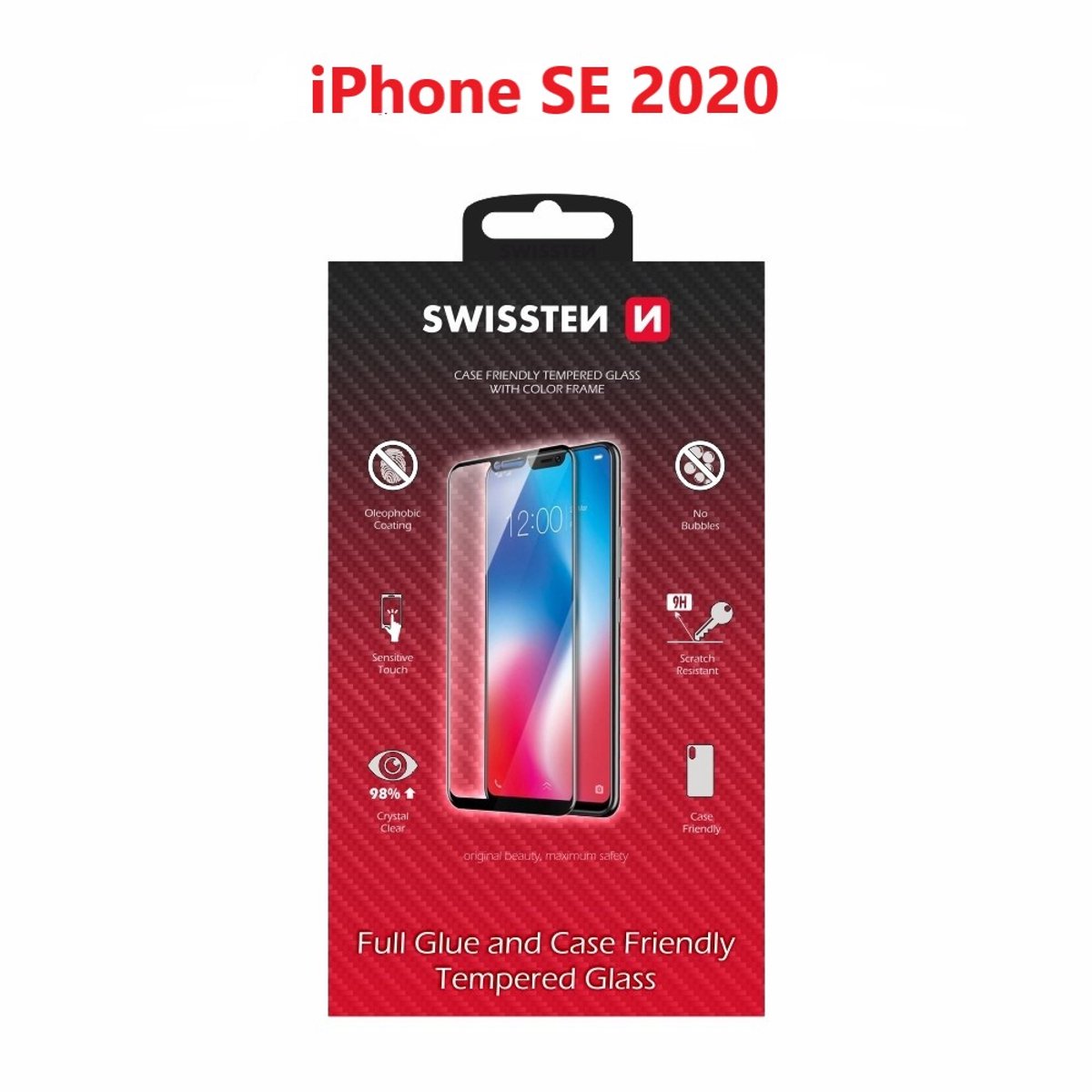 Swissten iPhone SE (2020)/iPhone SE (2022) Tempered Glass - 54501767 - Full Glue - Black