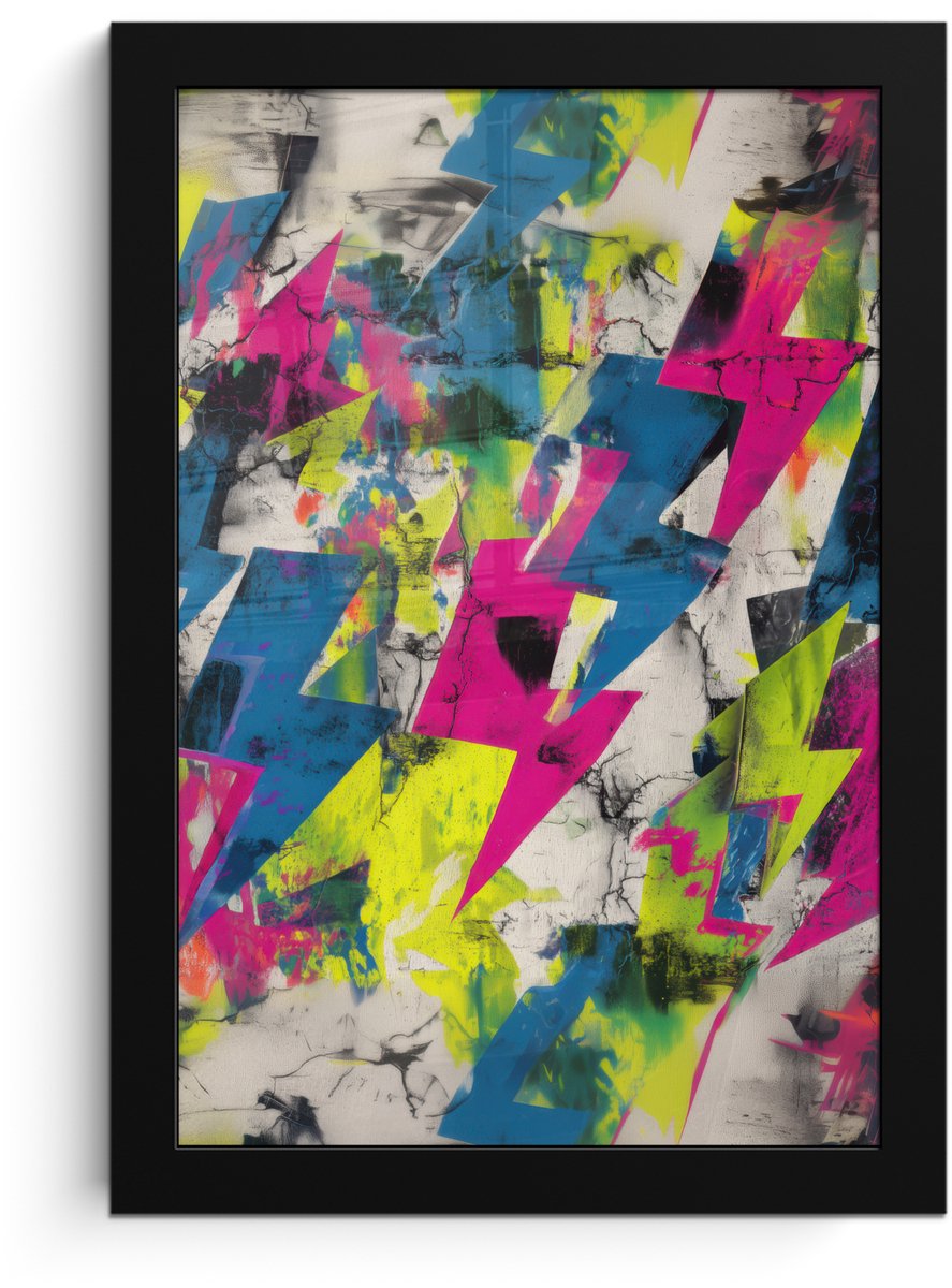 FrameYourWall Poster in lijst - Fotolijst 20x30 cm - Posters - Bliksemschichten - Patroon - Marmer - Kleuren - Posterlijst zwart - Decoratie - Wanddecoratie woonkamer - Muurdecoratie slaapkamer