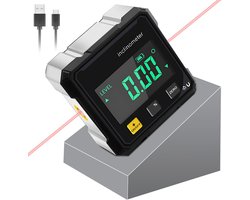 Digitale Hoekmeter - 4-zijdige magnetische digitale gradenboog - Digitale Hellingmeter - met laser - IP54 waterdicht - Houtbewerkingsmeetinstrument - digitale waterpas met lcd-display, voor houtbewerking, bouw, decoratie, doe-het-zelf