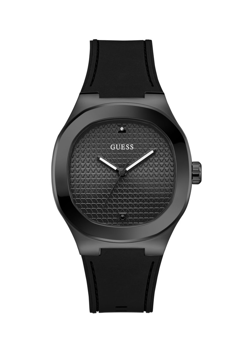 Guess Headline Quartz Analoog Horloge Zwart Kast: 100% Gerecycleerd Kunststof | Armband: 100% Siliconen 42 mm GW1005G2, GW1005G3
