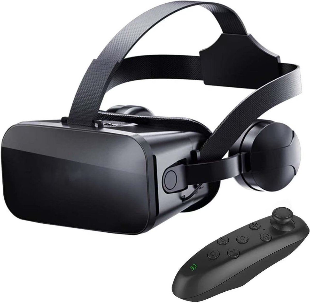 Kraftverdia - Vr bril met controllers - Uitgerust met koptelefoon - Virtual Reality Bril - VR Glasses 3D Bril - Vr bril smartphone - Compatibel met 4,5-6,0 inch Android- en Apple-telefoons - Zwart