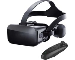 Kraftverdia - Vr bril met controllers - Uitgerust met koptelefoon - Virtual Reality Bril - VR Glasses 3D Bril - Vr bril smartphone - Compatibel met 4,5-6,0 inch Android- en Apple-telefoons - Zwart