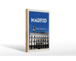Holzschild Reise 20x30cm Madrid Tio Pepe Symbol