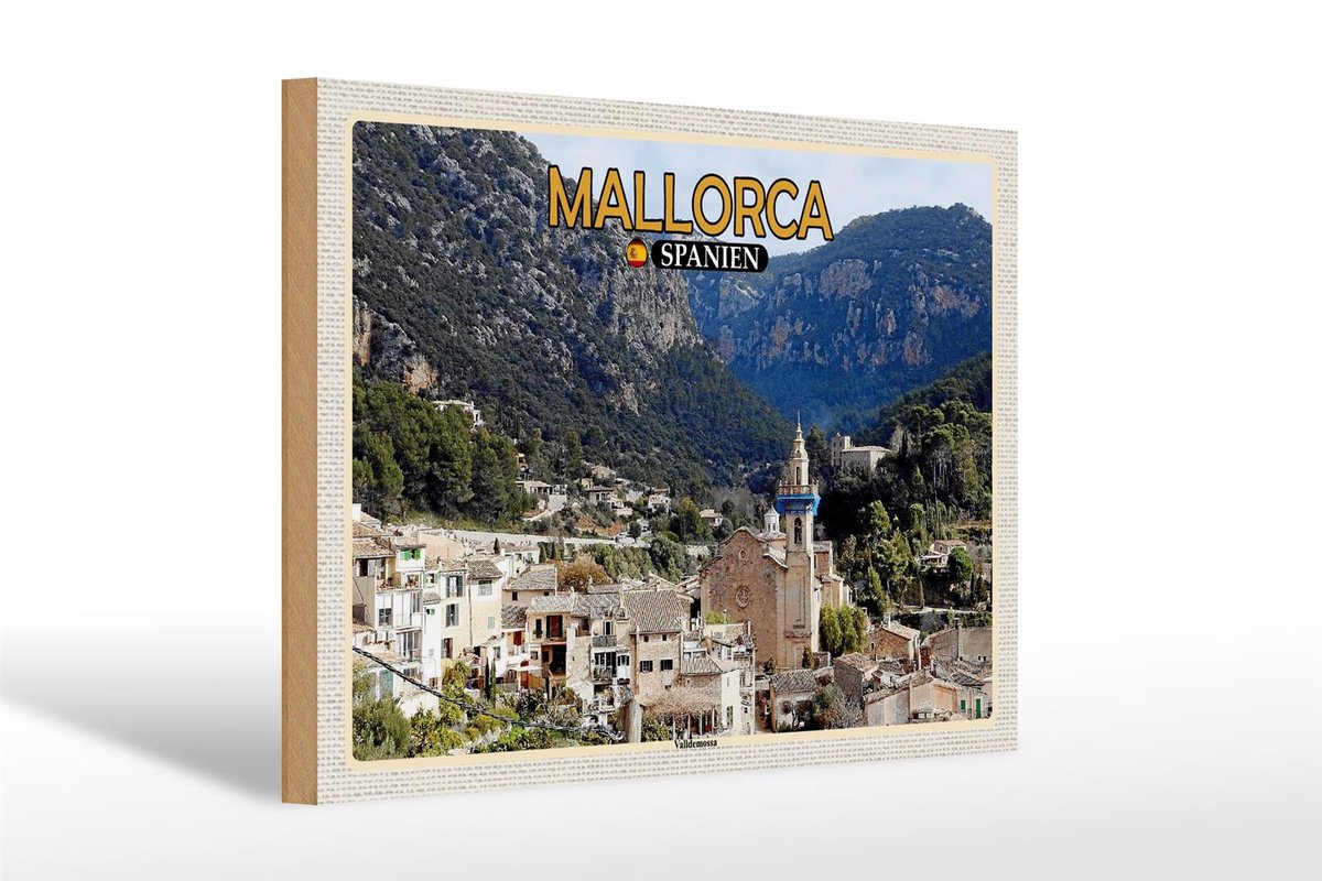 Holzschild Reise 30x20cm Mallorca Spanien Valldemossa Gemeinde