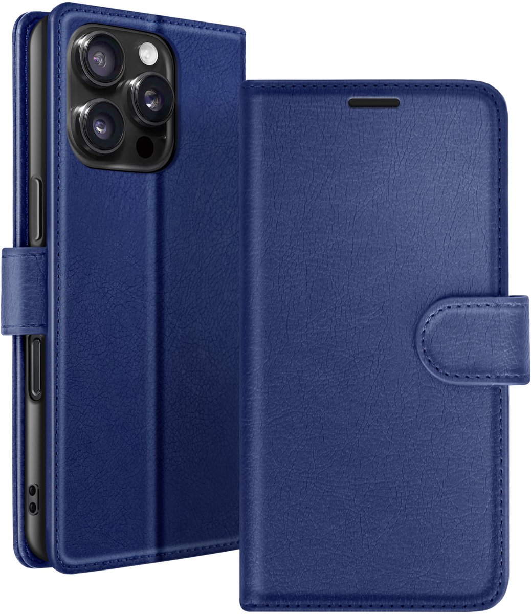 Zanae, Hoesje geschikt voor iPhone 16 Pro Max - Wallet Case & Magneetsluiting, Nachtblauw
