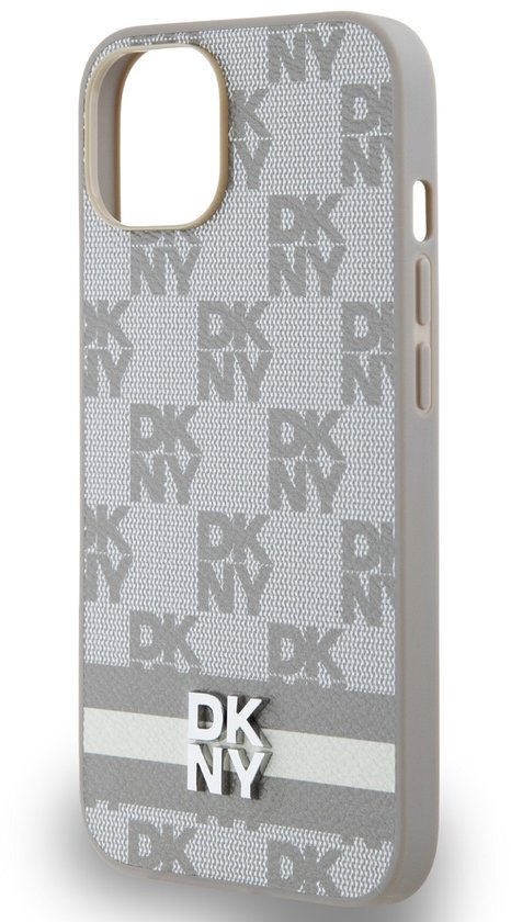 DKNY Coque arrière à rayures imprimées à carreaux - Convient pour Apple iPhone 14 (6,1") - Beige