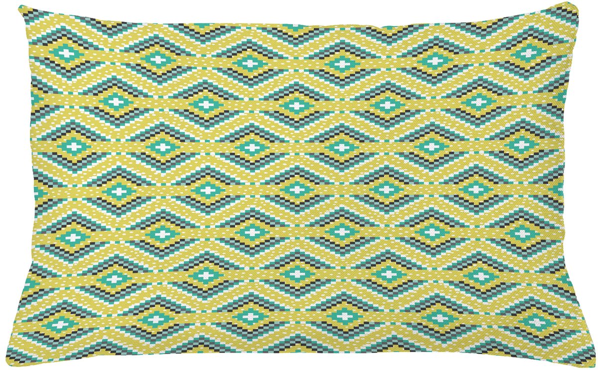 ABAKUHAUS Kussenhoes Azteekse – Mozaïek – 65x40 cm – Lichtgroen Lichtgroen Geel