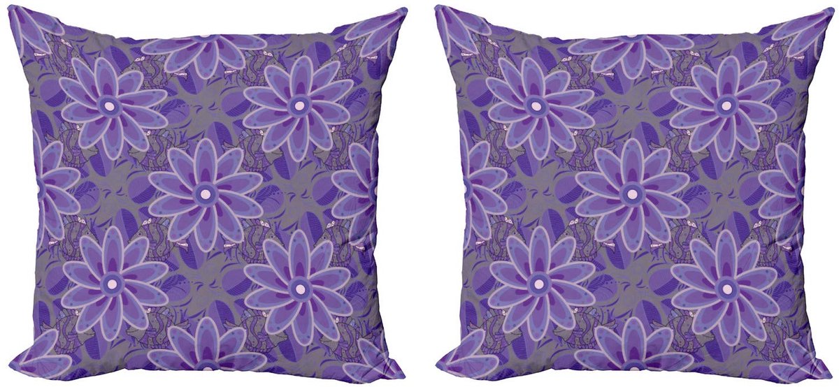 ABAKUHAUS Mandala Kussenhoes Set 2x40x40 cm – Dubbeldruk – Multicolor Blauw Violet