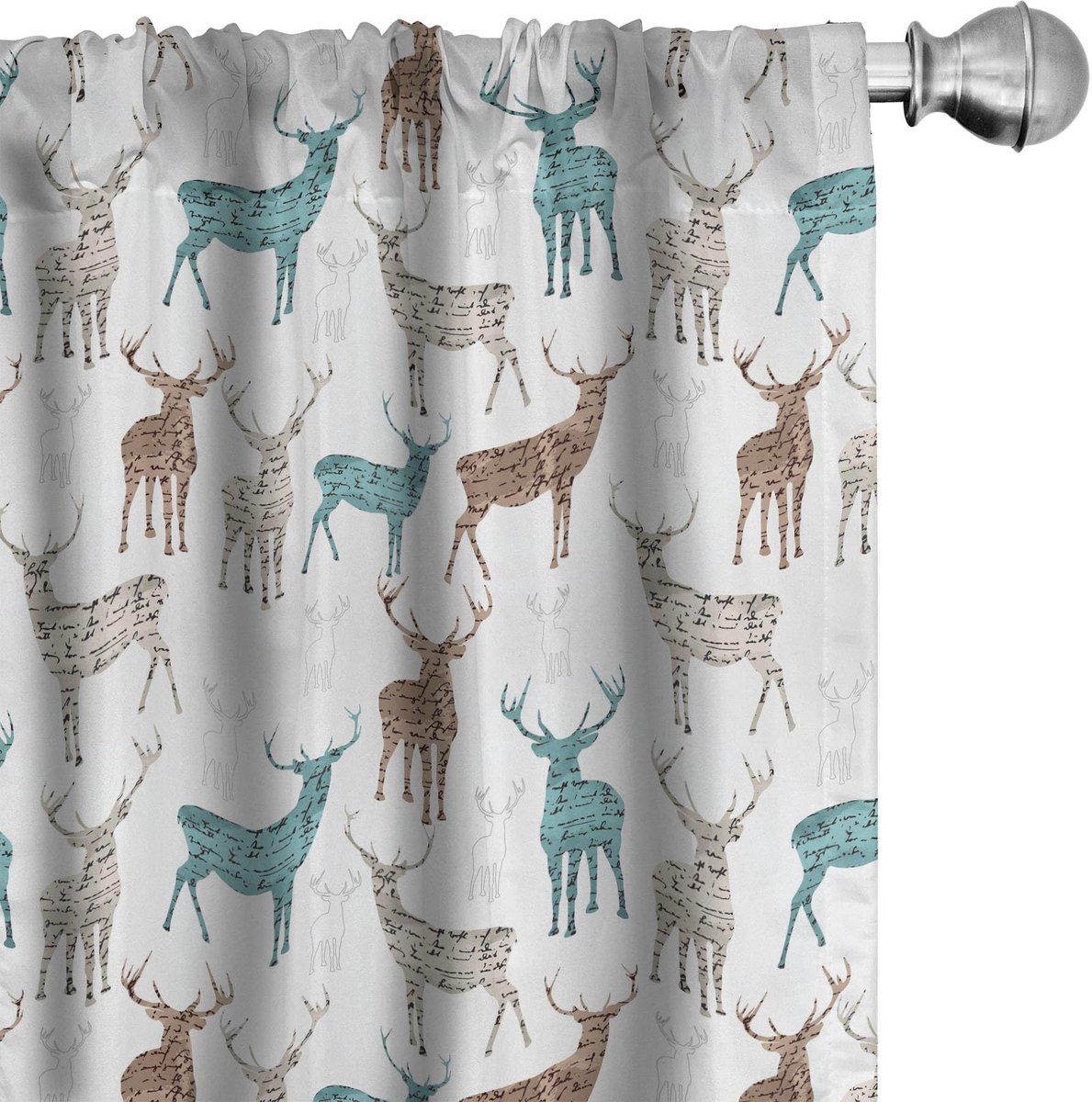 ABAKUHAUS Herten gordijnen – 2x75x225 cm – Microvezel – Turkoois-Beige-Bruin