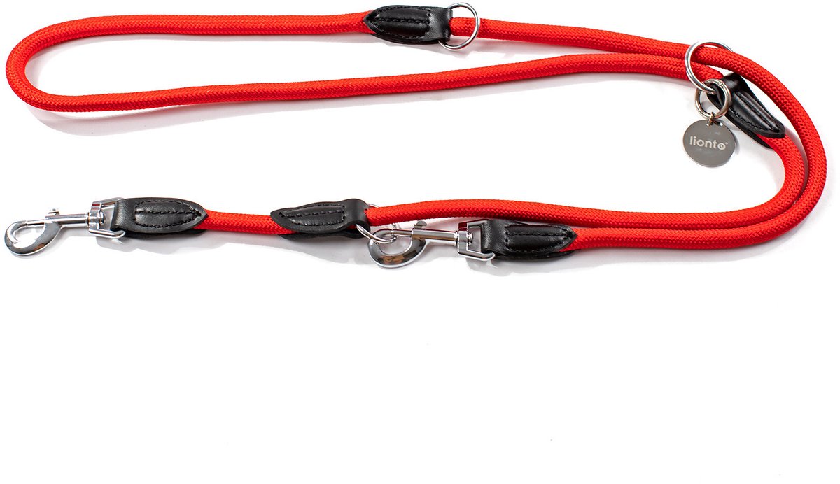 lionto verstelbare hondenriem 200 cm, weerbestendig nylon rot