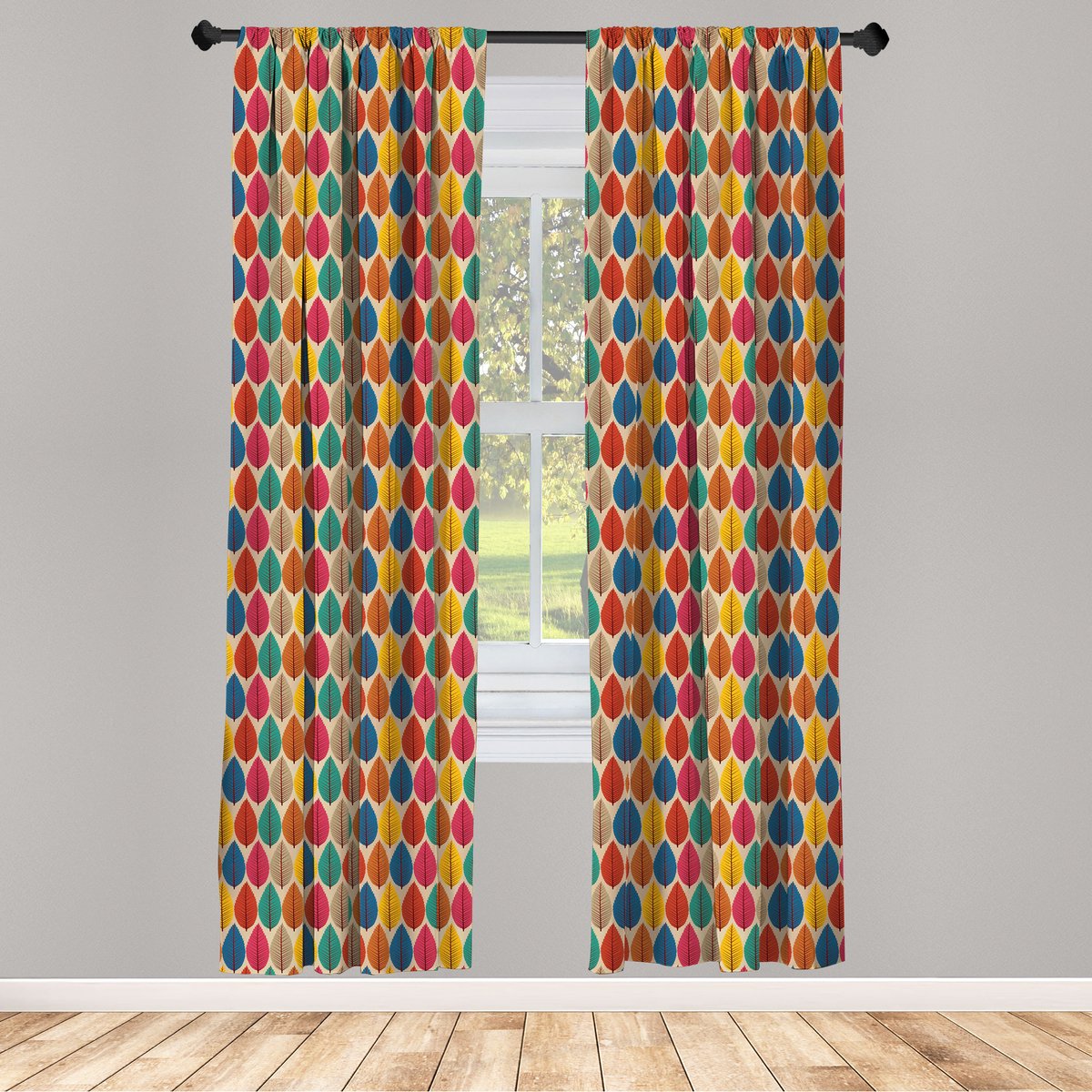 Abakuhaus Wald – Raamgordijnen – 2-panelen – Veelkleurig, 75x245 cm, Roedezak