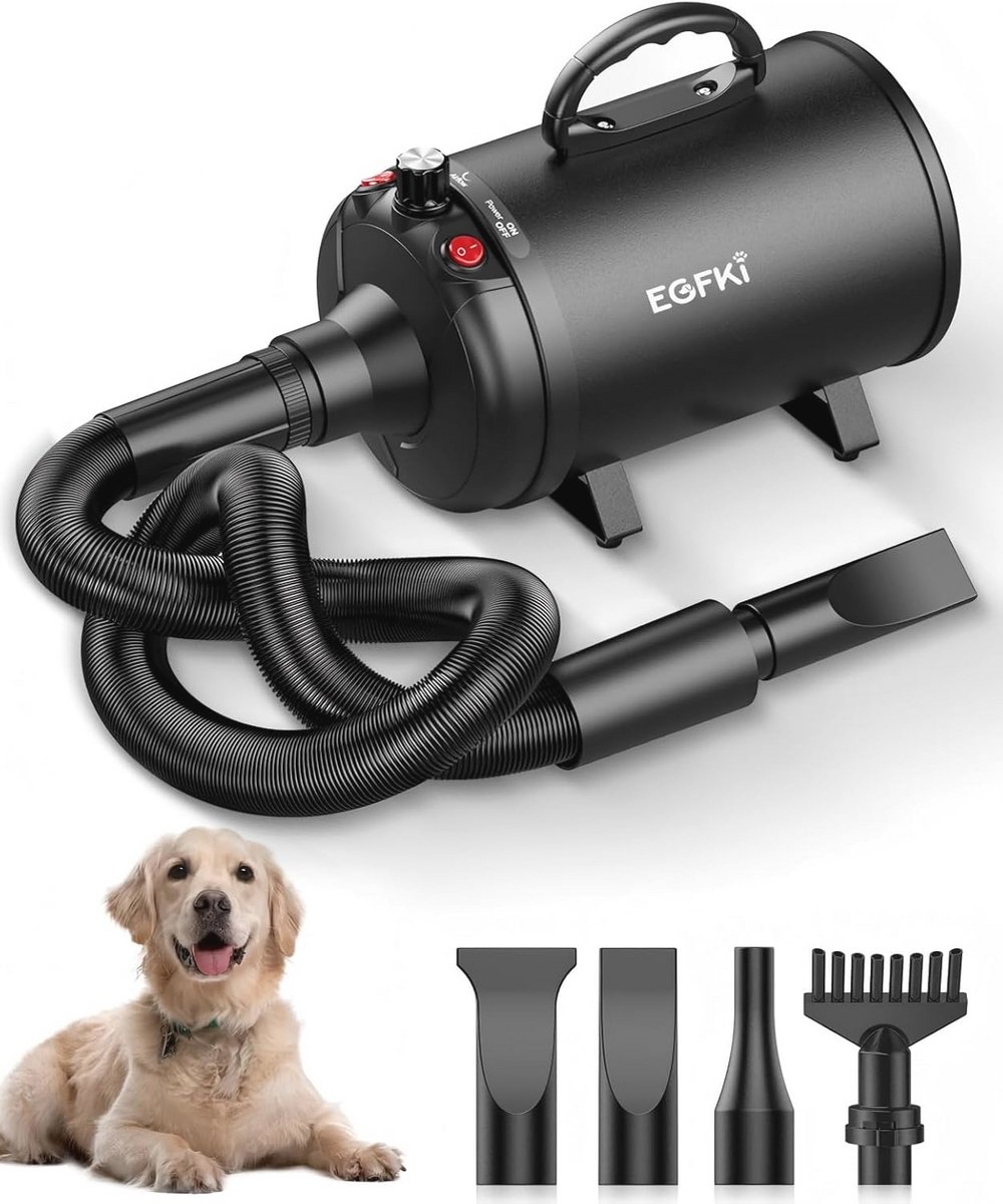 Hondendroger 5,2 pk 3800 W - Hoge Snelheidskrachtblazer voor Huisdierenverzorging met Instelbare Snelheid en Temperatuur