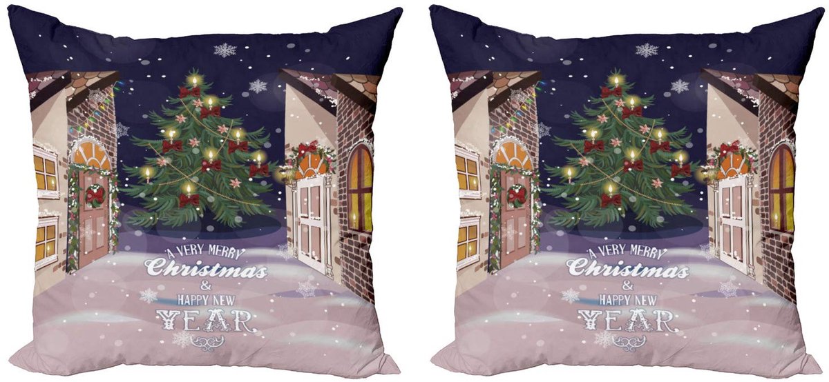 ABAKUHAUS Kussenhoezen Set 2x40x40 cm – Reversibel, Digitaal bedrukt – donkerblauw Dunkelblauw