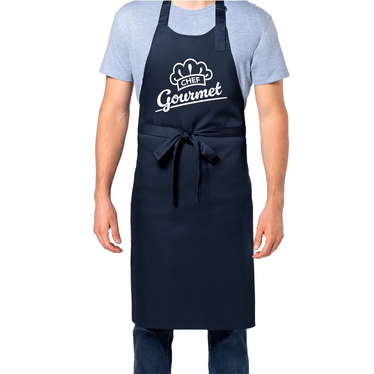 Zomertip! - Keukenschort Chef Gourmet | Marineblauw | Dames/Heren | Verstelbaar | Cadeau-idee | BBQ | Verjaardag | Jubileum | Verrassing | Grapje