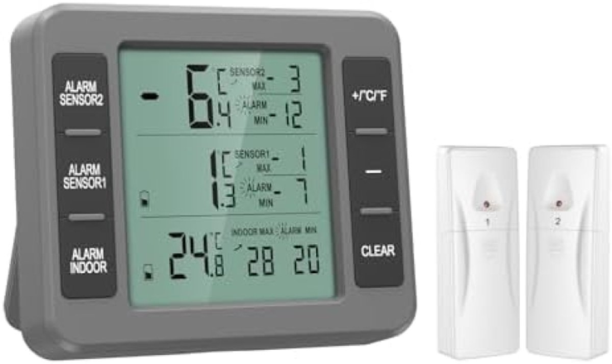 PromoHome Digitale Temperatuur en Vochtigheidsmeter met 2 Sensoren