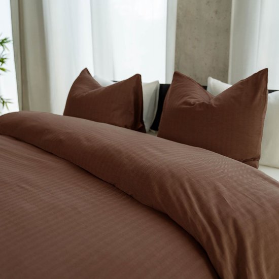 Kayori Naka Dekbedovertrek Katoen 200x200-220 + 2 slopen cm - Tweepersoons - GOTS Gecertificieerd Katoen - Burgundy