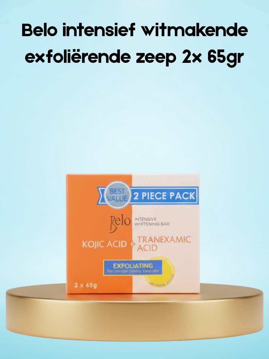 Belo Intensive Whitening Exfoliating Soap – 2×65 g – Verhelderende & Exfoliërende Zeep – Verwijdert Dode Huidcellen, Verminderde Donkere Vlekken & Egaliseert de Huidtint – Voor een Gladde, Stralende & Gezonde Huid