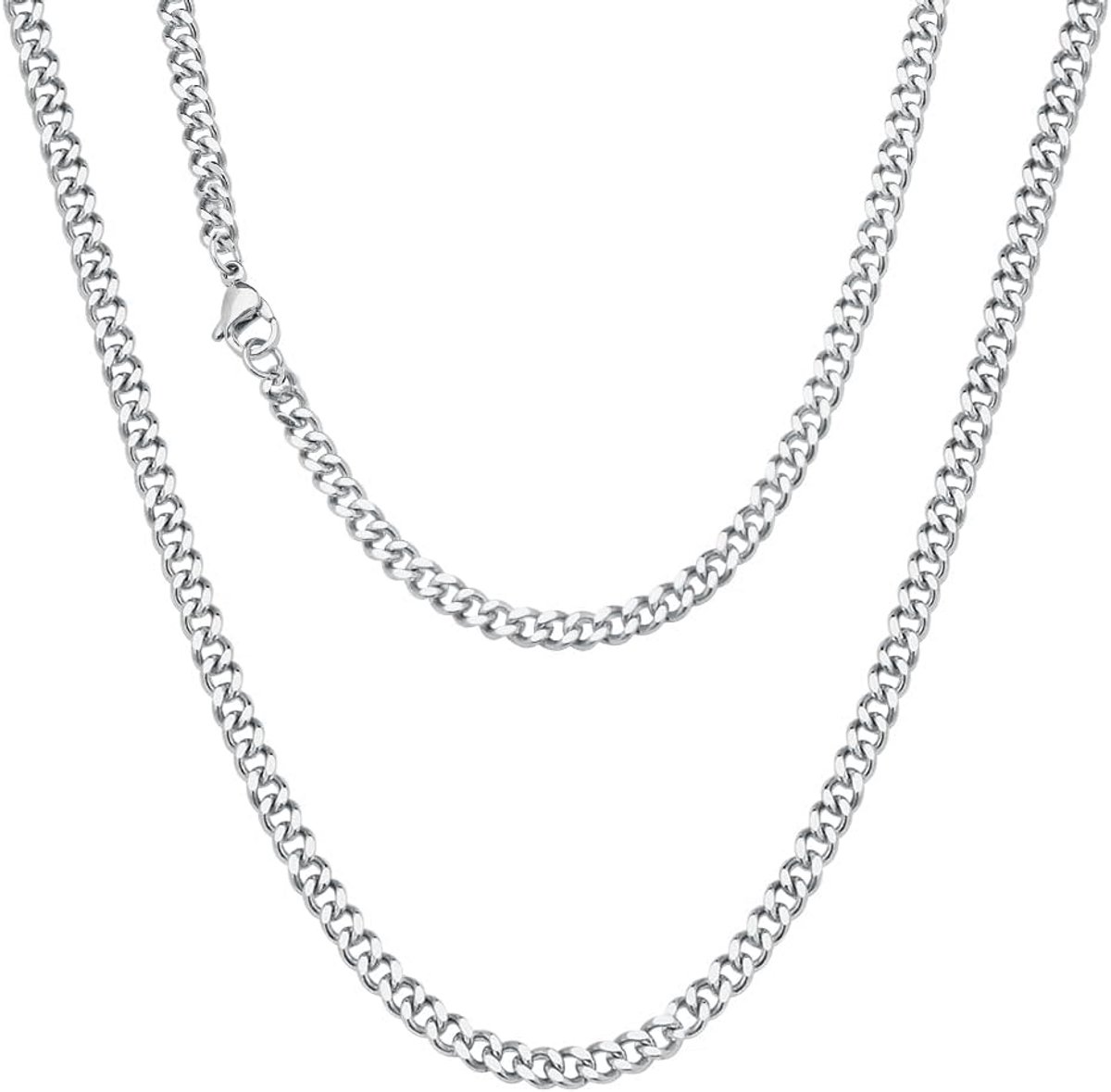 Klassieke Cubaanse halsketting van 316 titanium staal voor heren - Zilver-Goud - Hip-hop stijl - 45-55 cm - Uniseks cadeau