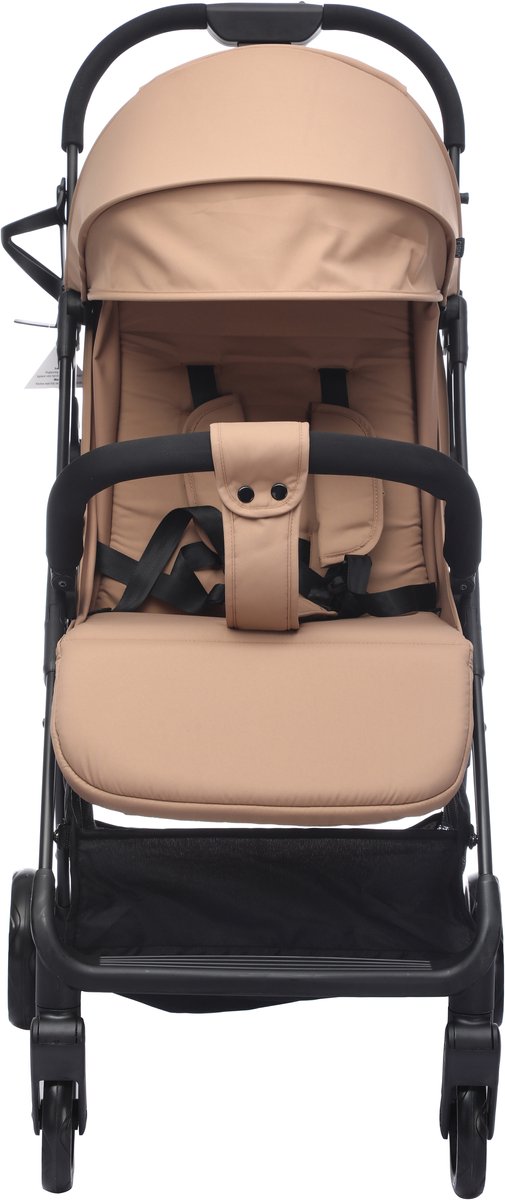 Cabino® Buggy Compact PLUS + Makkelijk Inklapbaar - Geschikt Voor Vliegtuig (Handbagage) & tot 22kg Wandelwagen Buggy Met Verstelbare Rugleuning en Grote Boodschappenmand Inclusief Reishoes & Bekerhouder – Beige – foto 6
