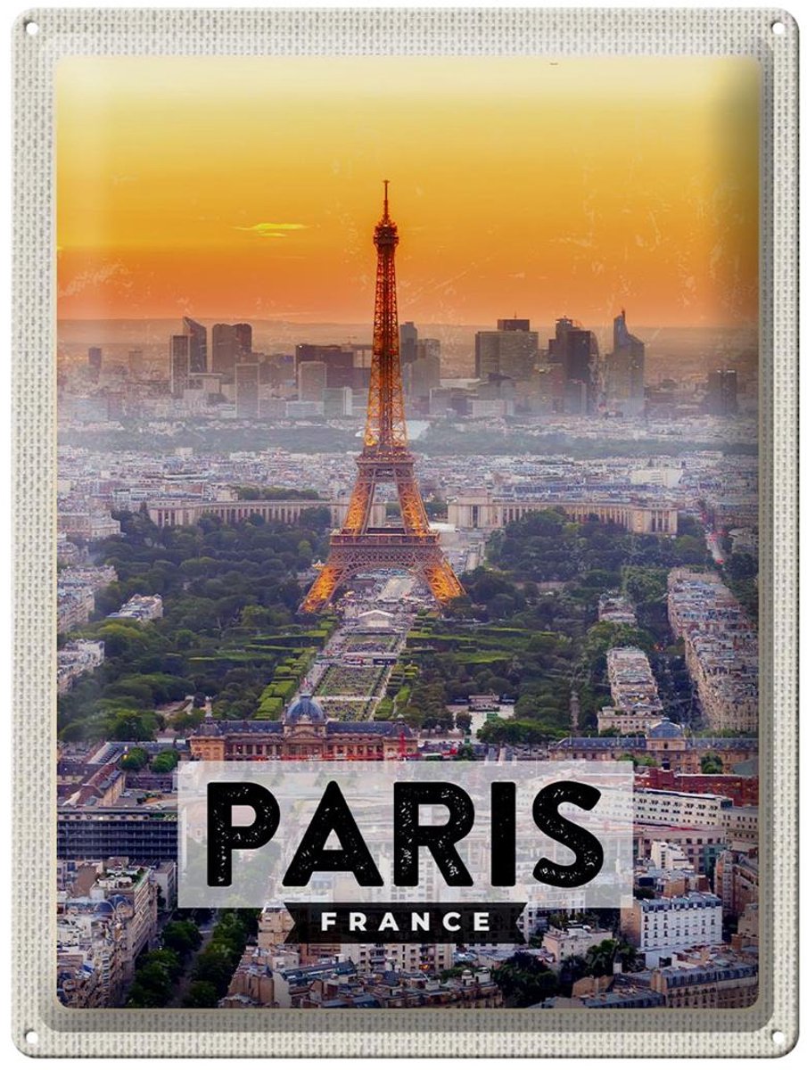 Blechschild Reise 30x40cm Paris Frankreich Eiffelturm