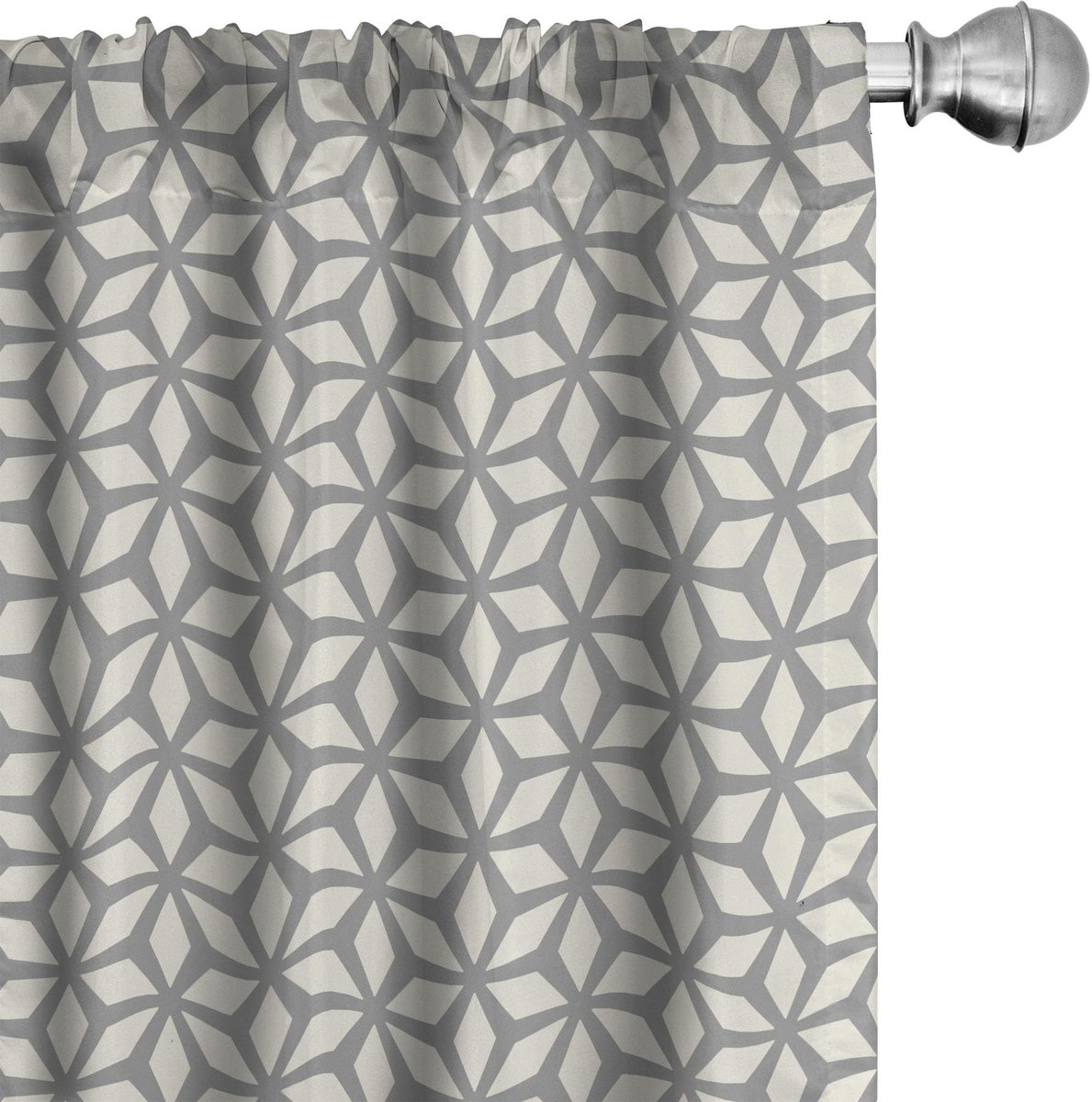 ABAKUHAUS Geometrische Gordijnen – Rhombus Ster – 2x150x225 cm – ivoor/grijs