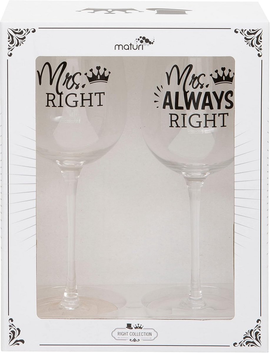 Set van twee Mr Right en Mrs Always Right Champagne Fluiten