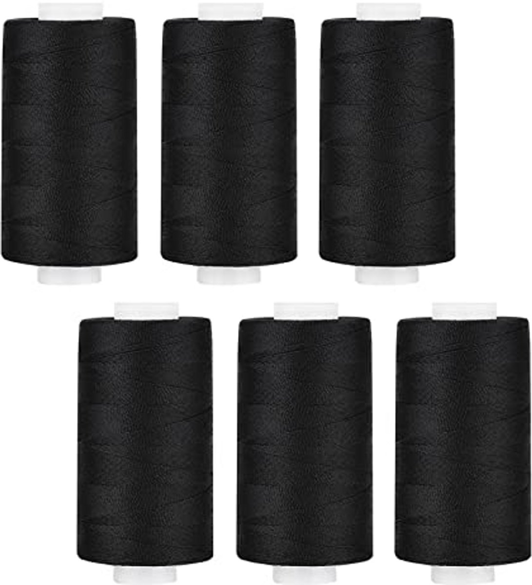 Polyester naaigaren voor naaien en quilten - 100 meter - 6 spoelen in zwart
