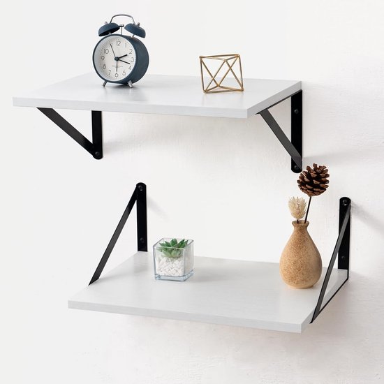 SEMOFO Witte zwevende planken voor muur, set van 3 zwevende plank wandgemonteerde moderne witte houten display wandplanken voor woonkamer slaapkamer keuken badkamer keuken, lengte 40,5 cm