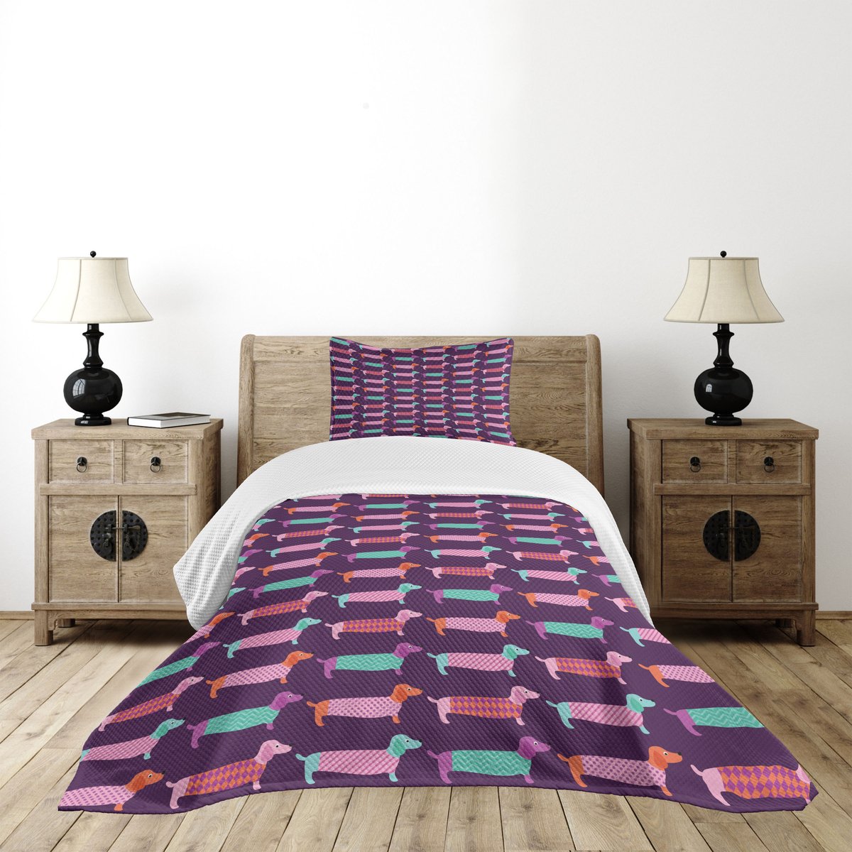 ABAKUHAUS Teckelset – 170x220 cm – turkoois/lila, 2-delige
