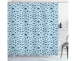 ABAKUHAUS Vis-douchegordijn – Onderwaterleven – 175x240 cm – donkerblauw/babyblauw