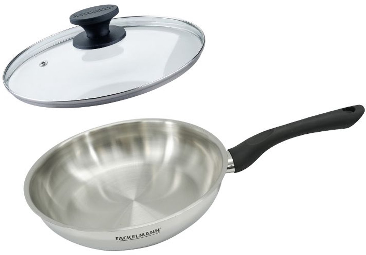 Set pan 24 cm roestvrij staal en glazen deksel Fackelmann Geneva