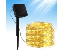 Webzon Solar Kerstboom Verlichting – 10m Solar LED String Lights met 100 Lampjes – Zonne-energie Tuinverlichting voor Buiten – Waterdicht IP65 – Boomdecoratie voor Kerst, Feestdagen, Tuin & Terras – Duurzame Energiezuinige Warm Witte LED Verlichting