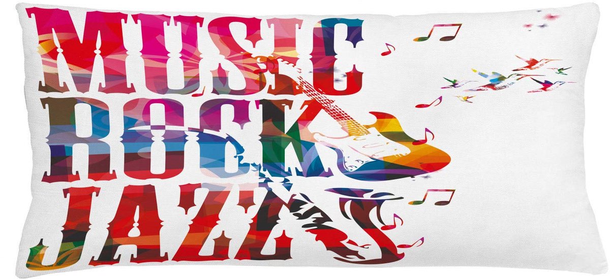 ABAKUHAUS Rock Jazz Kussenhoes – 90x40 cm – Tweezijdig bedrukt, Rits Wit
