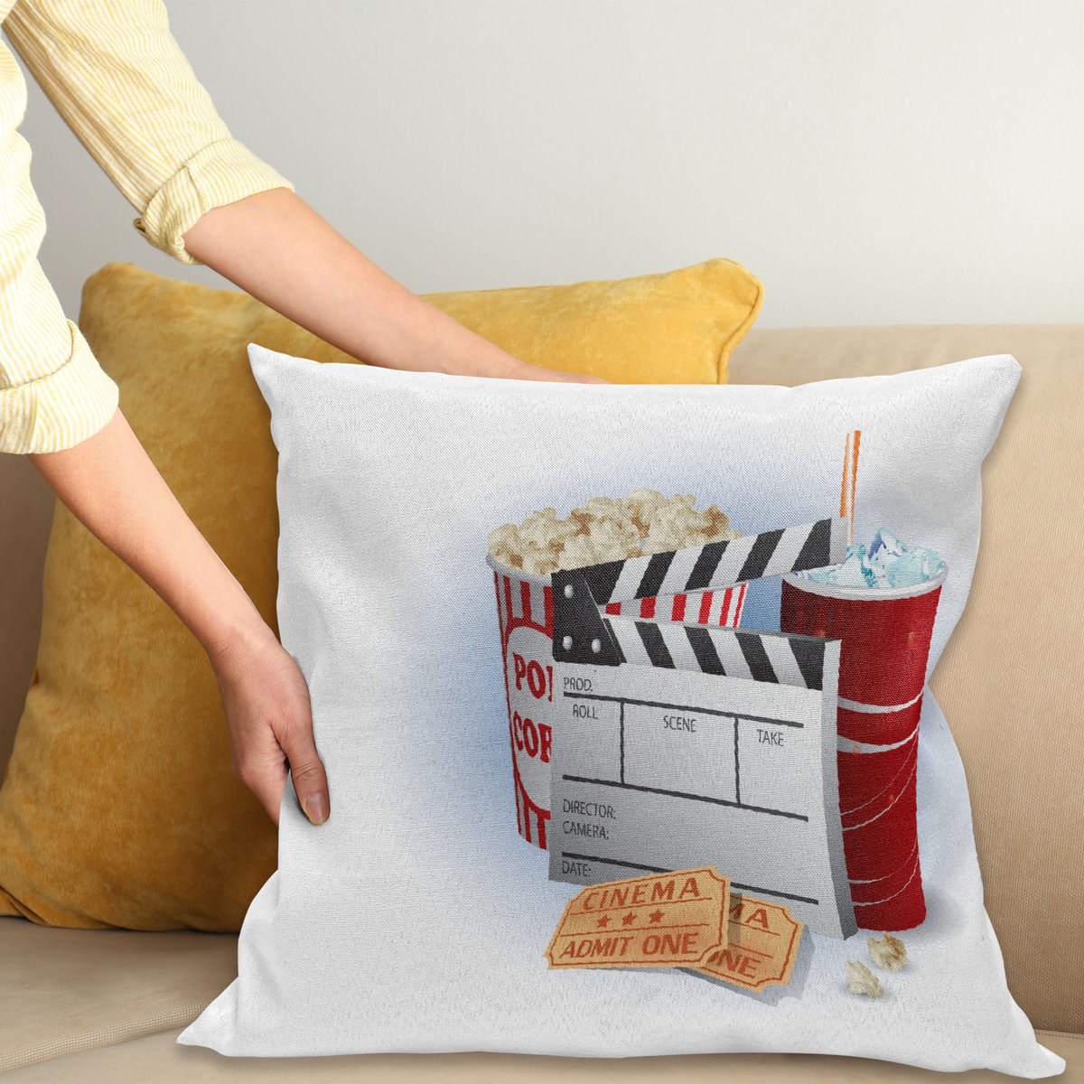 ABAKUHAUS Kino Kussenhoes – Dekoratieve Kussenhoes – 60x60 cm – Wit/Rood