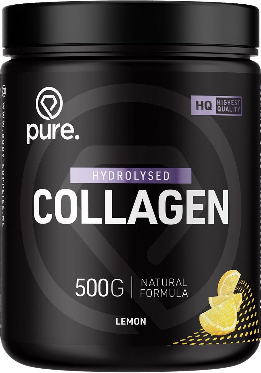 Bol.com Pure. Collageen + Vitamine C poeder – Collageen Supplement - 500g - 30 Servings - Ondersteunt Huid, Haar en Nagels, Met ... aanbieding