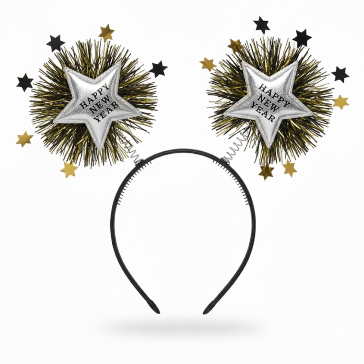 Happy New Year Diadeem - Sterren - Zwart - Goud
