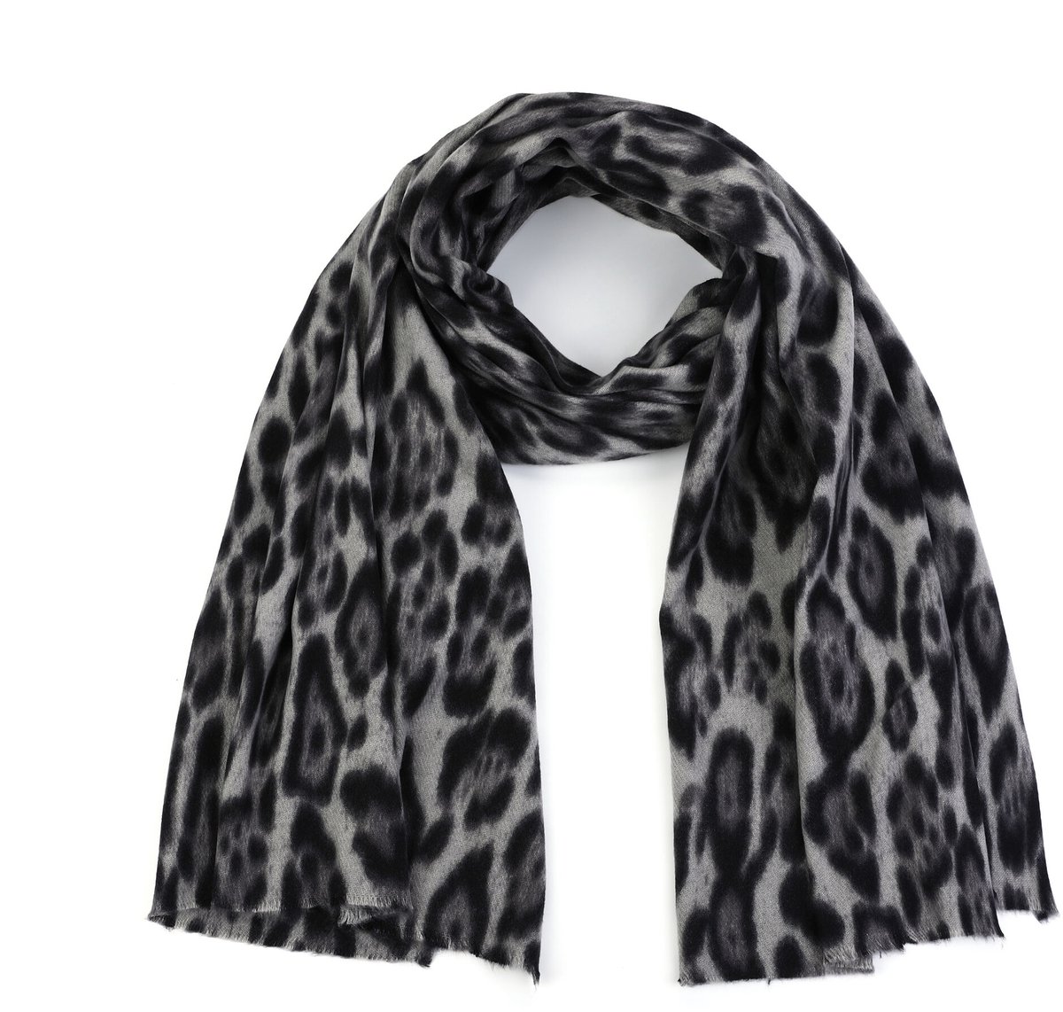 Sjaal Katoen & Viscose - Trendy sjaaltje - Dames - Zwart Print - Luipaardprint