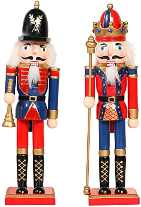 Frasheng 6 stks notenkraker kerst ornamenten, houten kerstboom ornamenten notenkraker, kerst notenkraker beeldje, notenkraker soldaat beeldjes, voor kerstfeest huisdecoraties, 13cm