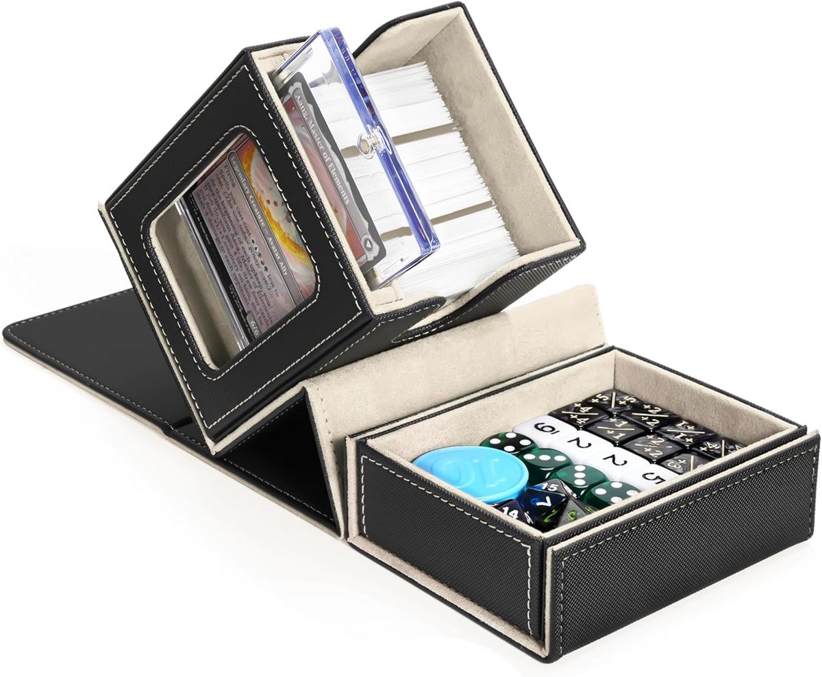 Commander Deck Box met Presentatievenster voor 100 Dubbele Huls Kaarten en Dobbelplaat