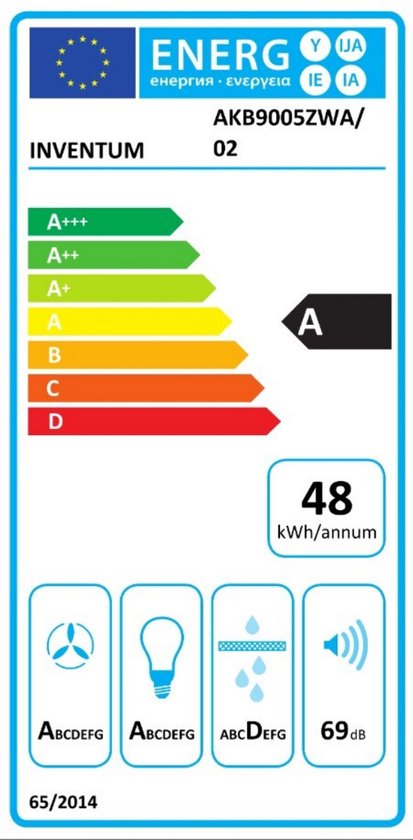 Inventum AKB9005ZWA platte wandschouw afzuigkap 90 cm - Afzuigcapaciteit 645 m3/h - Geschikt voor open keuken - 3 standen - Ledspots - Luchtafvoer en recirculatie - Zwart