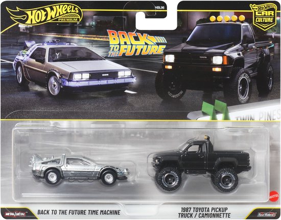 Coffret Hot Wheels Premium Car Culture de 2 - Retour vers le futur - Machine à voyager dans le temps et camionnette Toyota de 1987