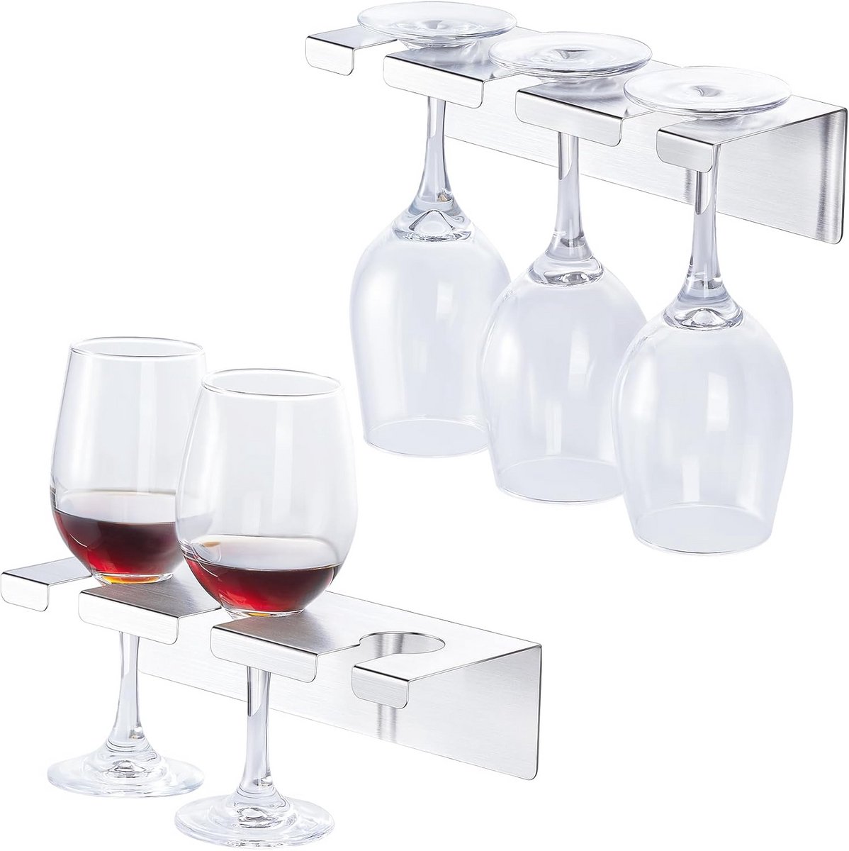 Wijnglashouders 2 stuks - Stemware Rack zonder boren voor huisbar en keuken
