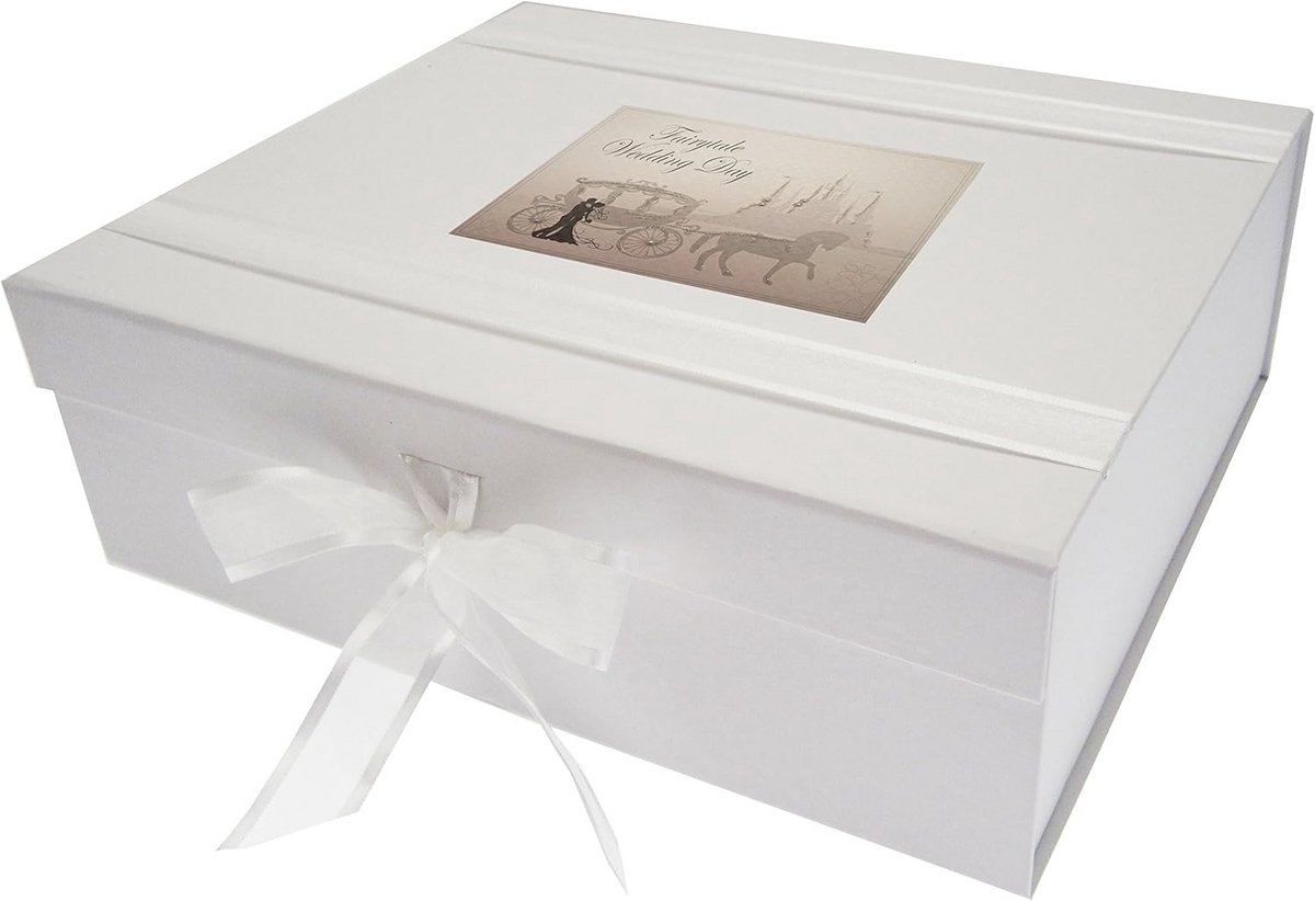 Gegraveerde Houten Trouwgeschenkdoos voor Herinneringen, Incl. Kaarten