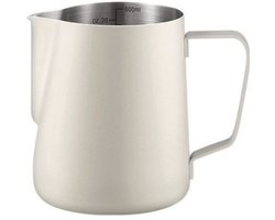 Melkkan - Melkkannetje opschuim - Melkopschuimkan - Milk Pitcher - Melkkannetje - Latte Art - Roosternaald - 304RVS - 600ml - wit