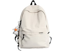 Rugzak - Schooltas met charme - Schoudertas van Oxford-stof - Casual en eenvoudig - Geschikt voor school of op reis - Wit