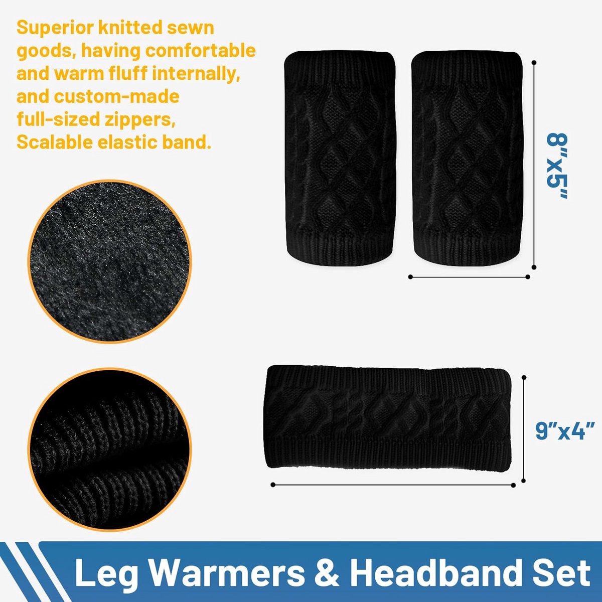 Warme Beenwarmers en Hoofdband Set voor Kunstschaatsen, Hockey en Dans – Fleece Gevoerd