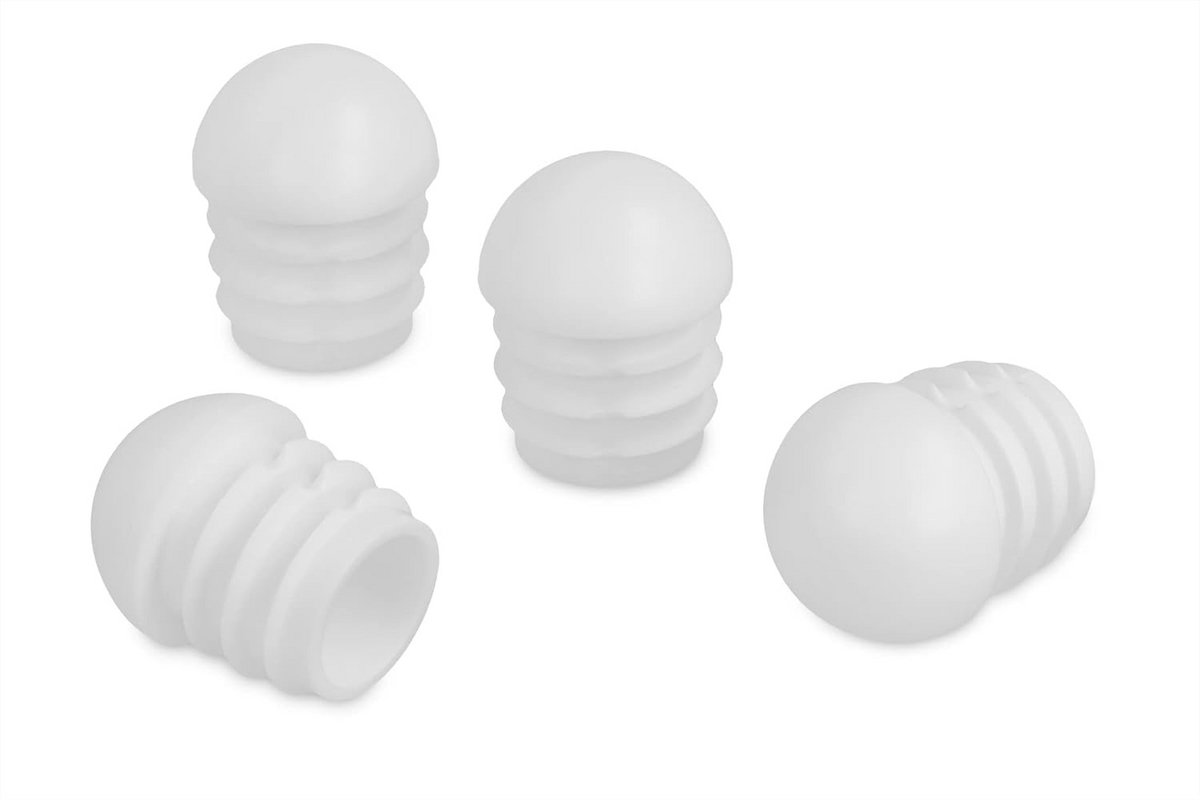 4x Stoppen voor Ronde Buis met Kogelkop - Witte Dop voor Stoelpoten en Meubels (17.6-18.9 mm)