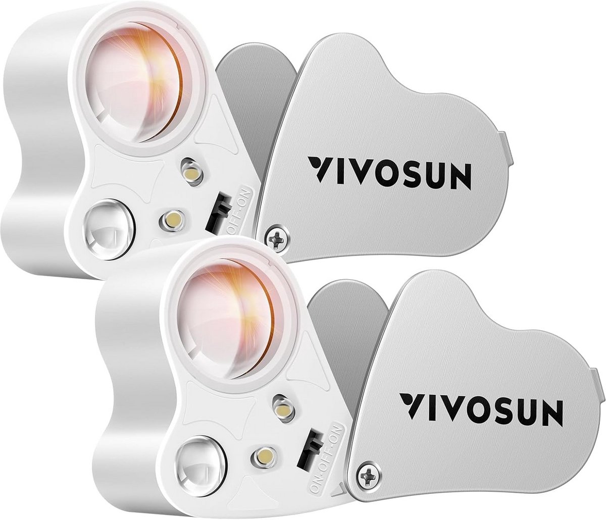 Verlichte Juweliersloep 30x 60x Opvouwbaar Vergrootglas met LED voor Edelstenen en Munten